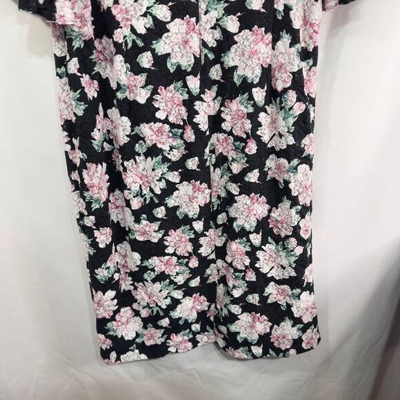 Rachel‎ Roy Plus Size 20W Dress Midi Ruffle Bell Sleeve Floral Black Pink 383 - Picture 8 of 12